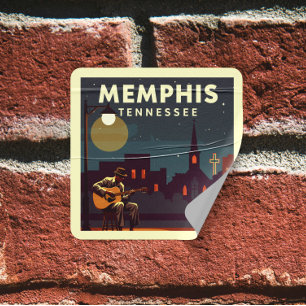 Vintage Memphis Tennessee Fyrkantigt Klistermärke
