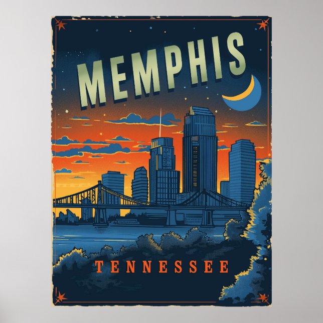 Vintage Memphis, Tennessee Poster (Framsidan)