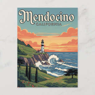 Vintage Mendocino California Travel Vykort