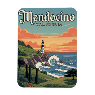 Vintage Mendocino Kalifornien Resa Magnet