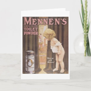 Vintage Mennen's Toilet Powder Child Peeking in Ba Kort