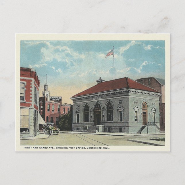 Vintage Menominee Michigan Vykort (Framsida)