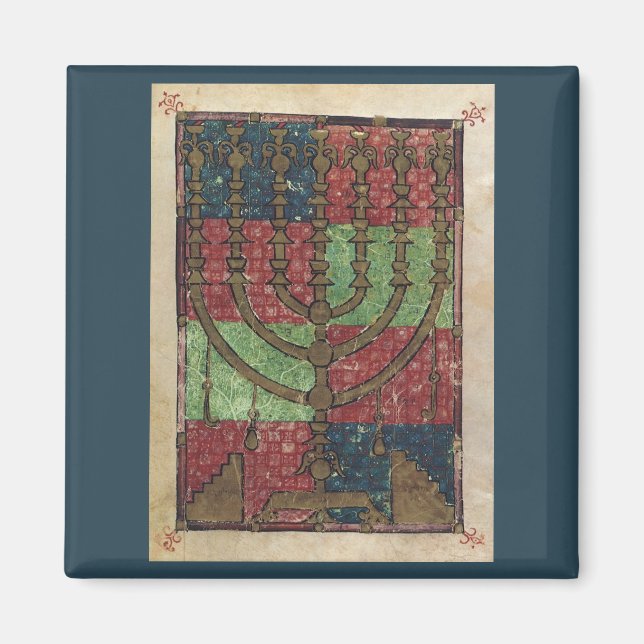 Vintage Menorah, Ljusfesten Glad Chanukka Magnet (Framsidan)