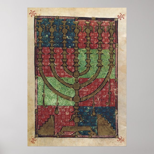 Vintage Menorah, Ljusfesten Glad Hanukkah Poster (Framsidan)