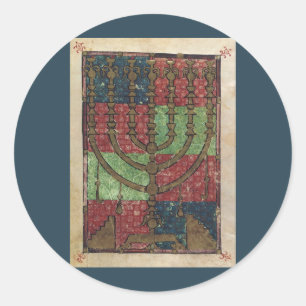 Vintage Menorah, Ljusfesten Glad Hanukkah Runt Klistermärke
