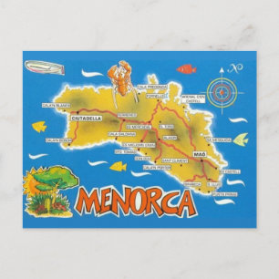 Vintage Menorca Spanien Illustrerad Vykort