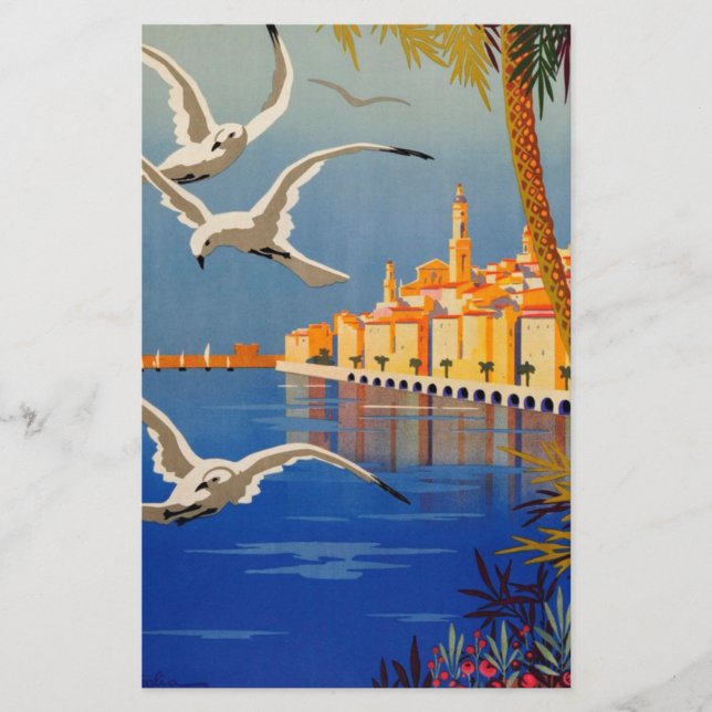 Vintage Menton CoTe D'azur Brevpapper (Framsida)