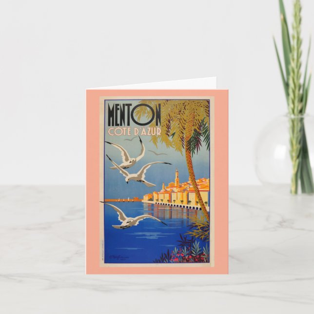 Vintage Menton CoTe D'azur Helgkort (Framsida)