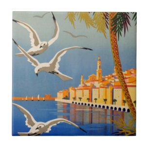 Vintage Menton CoTe D'azur Kakelplatta
