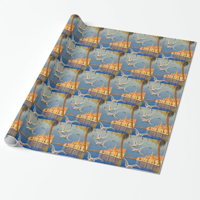 Vintage Menton CoTe D'azur Presentpapper (Utrullad)