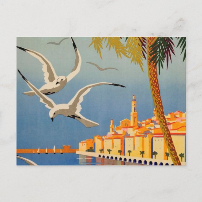 Vintage Menton CoTe D'azur Vykort (Framsida)