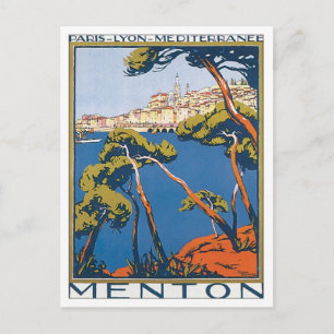 Vintage Menton Frankrike Vykort