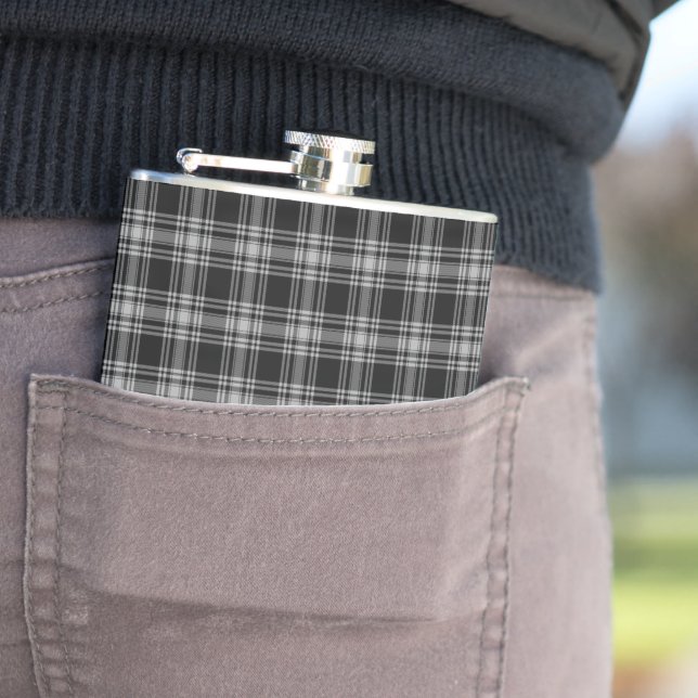 Vintage Menzies Svart Highland Tartan Fickplunta (In Situ)