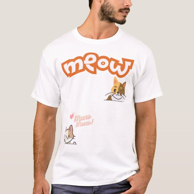 Vintage Meow Cat Lover T-Shirt (Framsida)