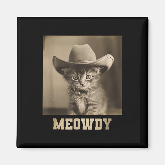 Vintage Meowdy Cat Magnet (Framsidan)