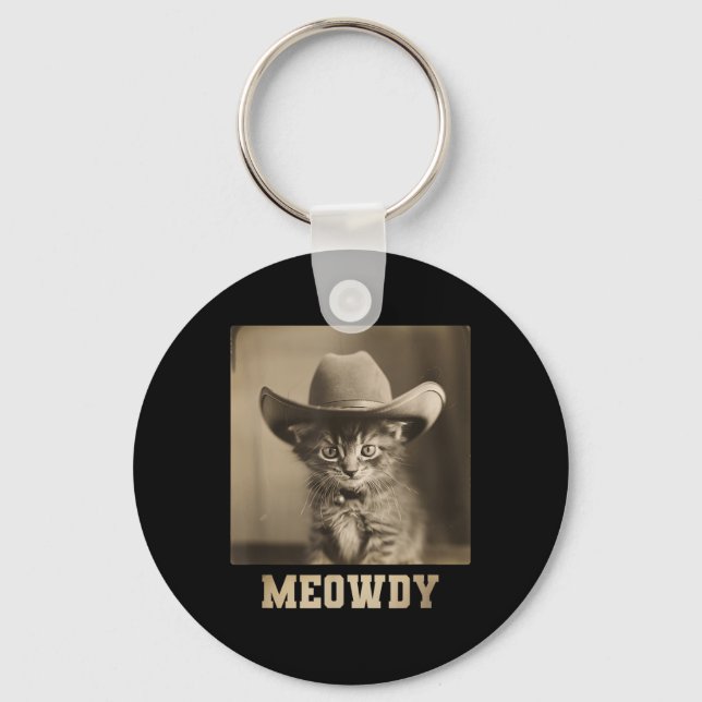 Vintage Meowdy Cat Nyckelring (Framsida)