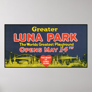 Vintage mer underbara Luna Park Poster