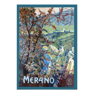 Vintage Merano Italien Travel Poster