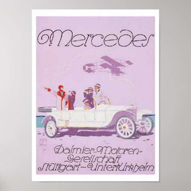 Vintage Mercedes Ad - Lila, flygplan Poster (Framsidan)