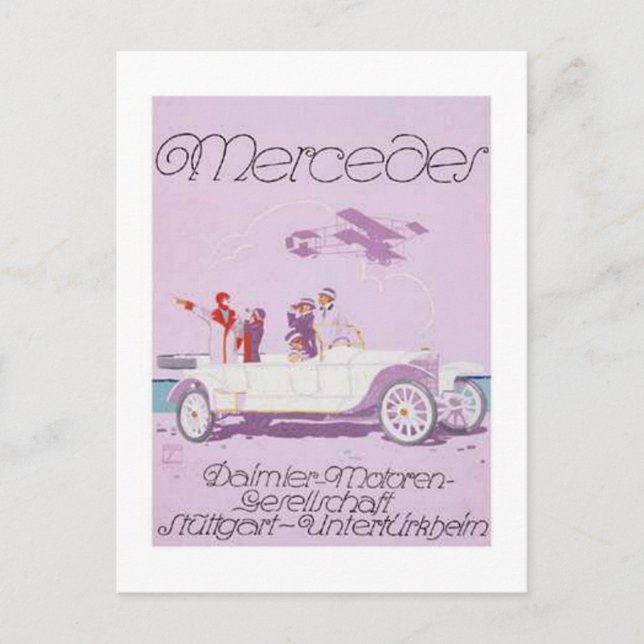 Vintage Mercedes Ad - Lila, flygplan Vykort (Framsida)