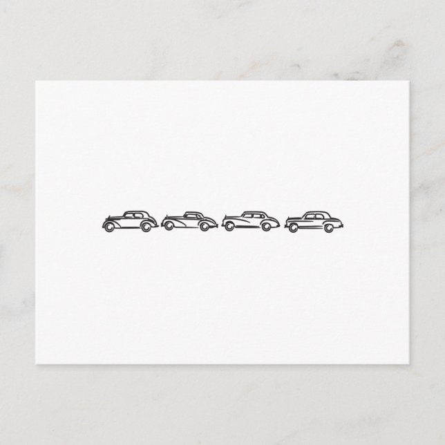 Vintage Mercedes-modeller Vykort (Framsida)