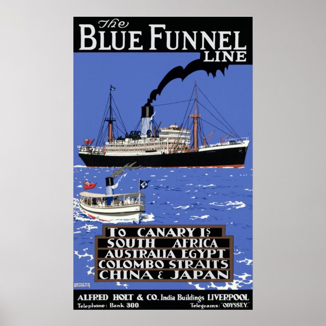 VINTAGE MERCHANT LINER TRAVEL POSTER (Framsidan)