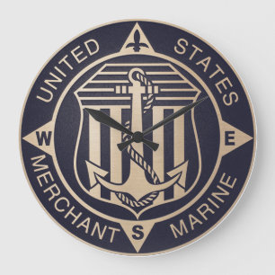 Vintage Merchant Marine Large Round Clock Stor Klocka