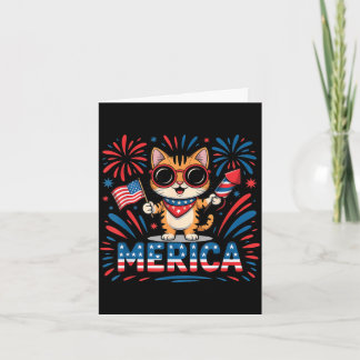 Vintage merica 4 juli katt 250 år flagga meowica kort