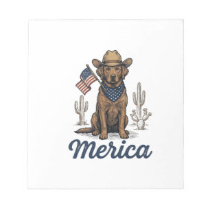 Vintage Merica Cowboy Hund Amerikansk Flagga Tröja Anteckningsblock