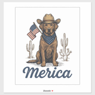 Vintage Merica Cowboy Hund Amerikansk Flagga Tröja Klistermärken