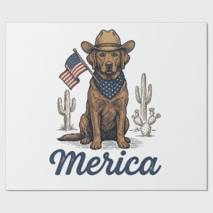 Vintage Merica Cowboy Hund Amerikansk Flagga Tröja Presentpapper