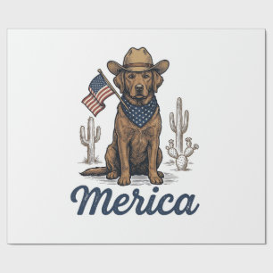 Vintage Merica Cowboy Hund Amerikansk Flagga Tröja Presentpapper