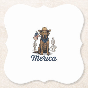 Vintage Merica Cowboy Hund Amerikansk Flagga Tröja Underlägg Papper