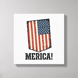 Vintage Merica Flag Patriotisk Grafisk T-Shirt_1 Canvastryck