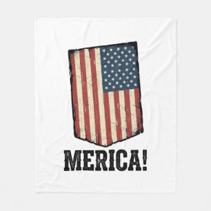 Vintage Merica Flag Patriotisk Grafisk T-Shirt_1 Fleecefilt
