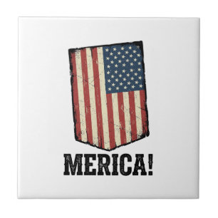 Vintage Merica Flag Patriotisk Grafisk T-Shirt_1 Kakelplatta