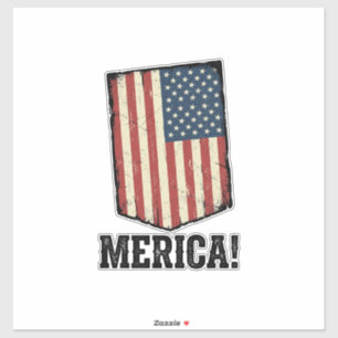 Vintage Merica Flag Patriotisk Grafisk T-Shirt_1 Klistermärken