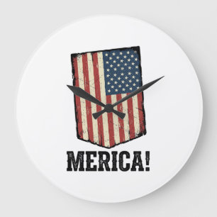 Vintage Merica Flagga Patriotisk Grafisk Tröja_1 Stor Klocka