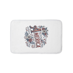 Vintage Merica Patriotisk Blommig Tröja Design_1 Badrumsmatta