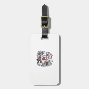 Vintage Merica Patriotisk Blommig Tröja Design_1 Bagagebricka
