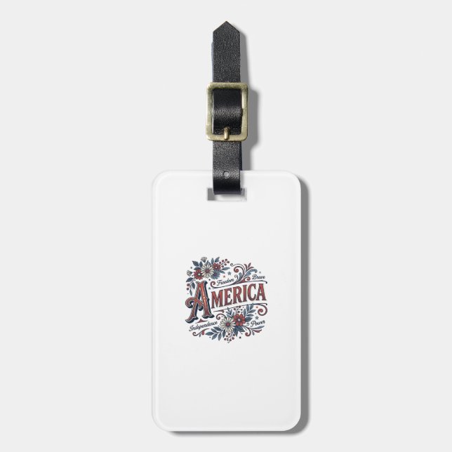 Vintage Merica Patriotisk Blommig Tröja Design_1 Bagagebricka (Vertikal Framsida)