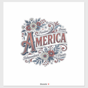 Vintage Merica Patriotisk Blommig Tröja Design_1 Klistermärken