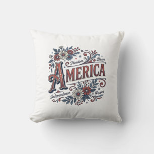 Vintage Merica Patriotisk Blommig Tröja Design_1 Kudde