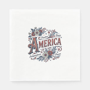 Vintage Merica Patriotisk Blommig Tröja Design_1 Pappersservett