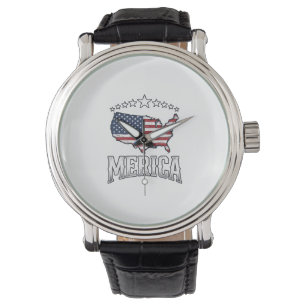 Vintage Merica Patriotisk Flagga Karttröja Design_ Armbandsur
