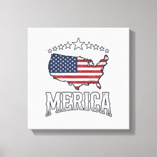 Vintage Merica Patriotisk Flagga Karttröja Design_ Canvastryck