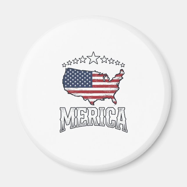 Vintage Merica Patriotisk Flagga Karttröja Design_ Magnet (Framsidan)