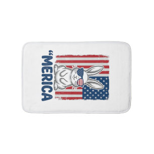 Vintage Merica Patriotisk Kanin Tröja Design_1 Badrumsmatta