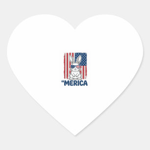 Vintage Merica Patriotisk Kanin Tröja Design_1 Hjärtformat Klistermärke
