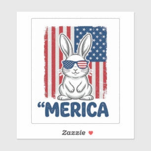 Vintage Merica Patriotisk Kanin Tröja Design_1 Klistermärken